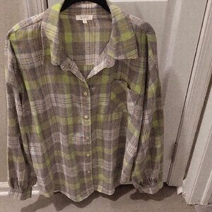 LA MIEL Plaid Shirt with Green and Gray